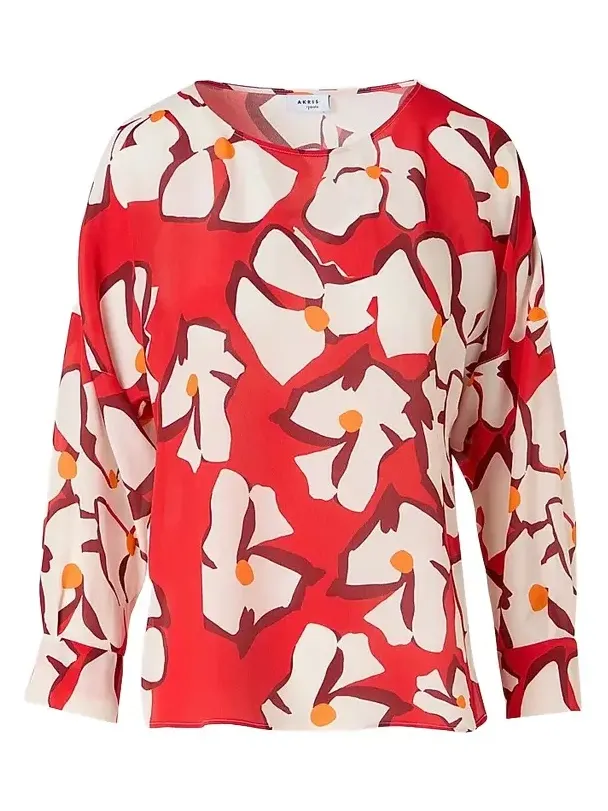 Women's Abstract Floral Silk Blouse Women's Abstract Floral Silk Blouse
