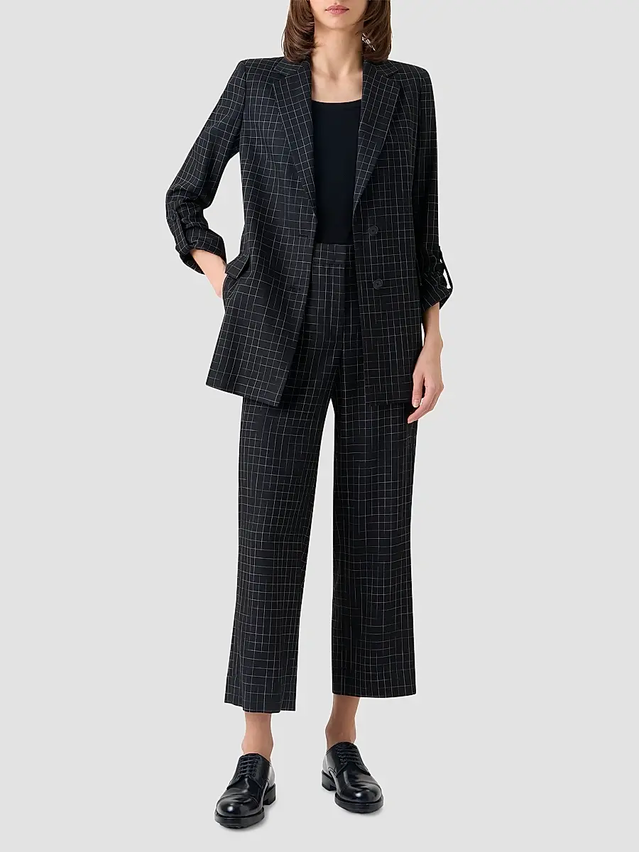 Akris punto Women's Broken Check Twill Boyfriend Jacket | Thumbnail 2