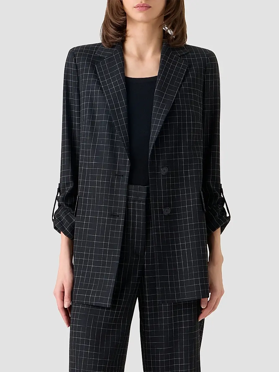 Akris punto Women's Broken Check Twill Boyfriend Jacket | Thumbnail 4
