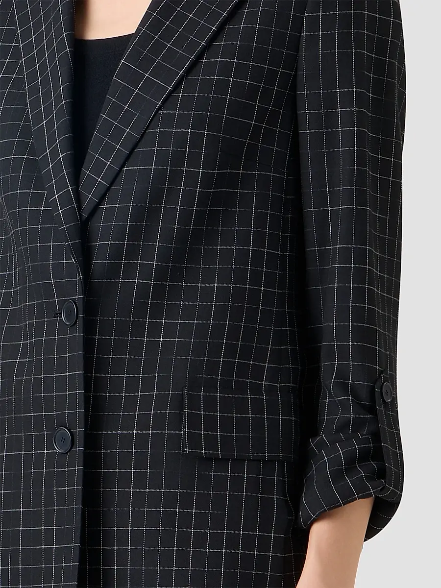 Akris punto Women's Broken Check Twill Boyfriend Jacket | Thumbnail 5