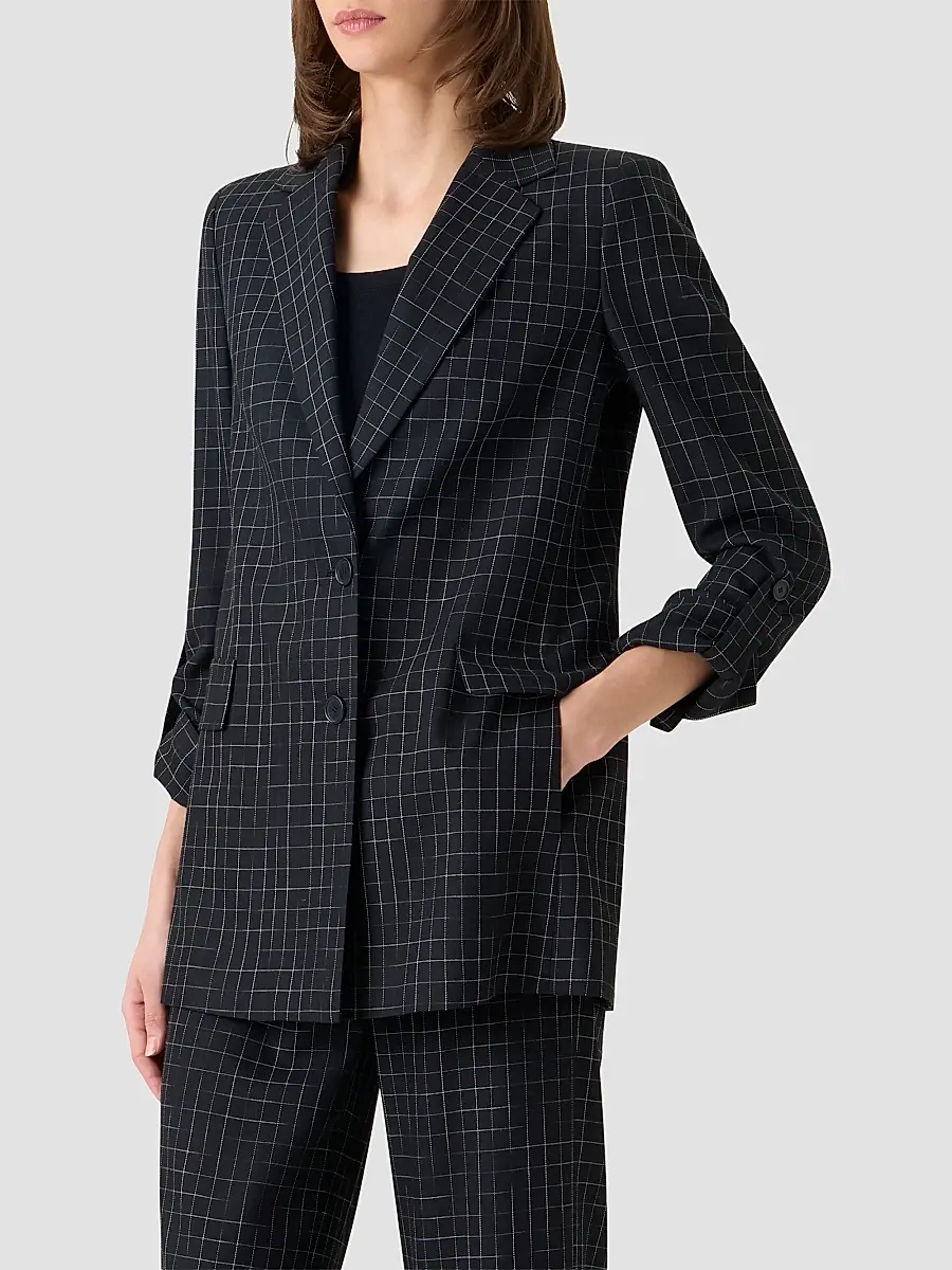 Akris punto Women's Broken Check Twill Boyfriend Jacket | Thumbnail 6