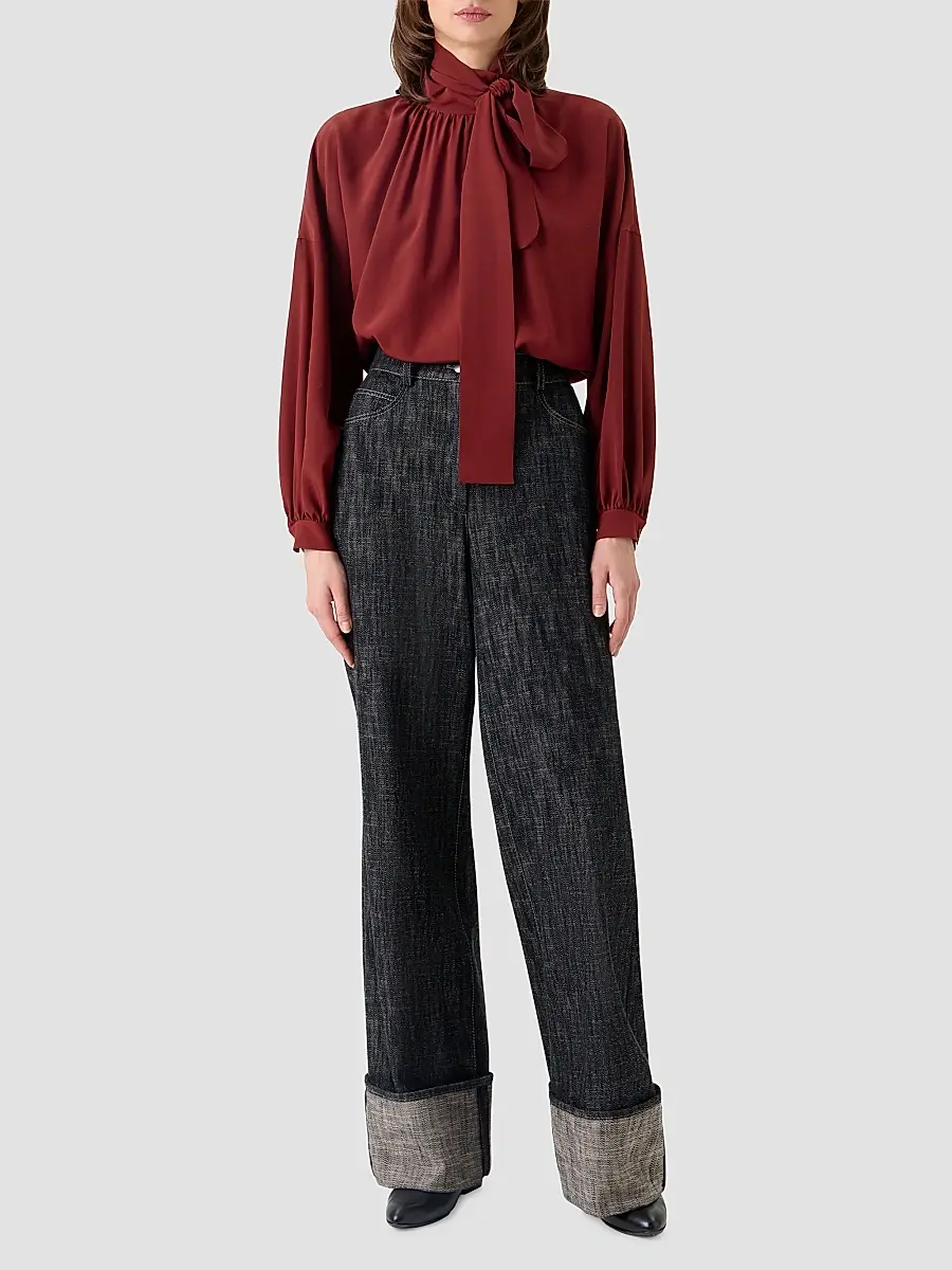 Akris punto Women's Silk Crepe de Chine Bow Blouse | Thumbnail 2