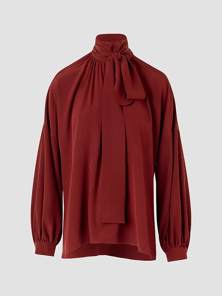 Akris punto Women's Silk Crepe de Chine Bow Blouse | Thumbnail 3