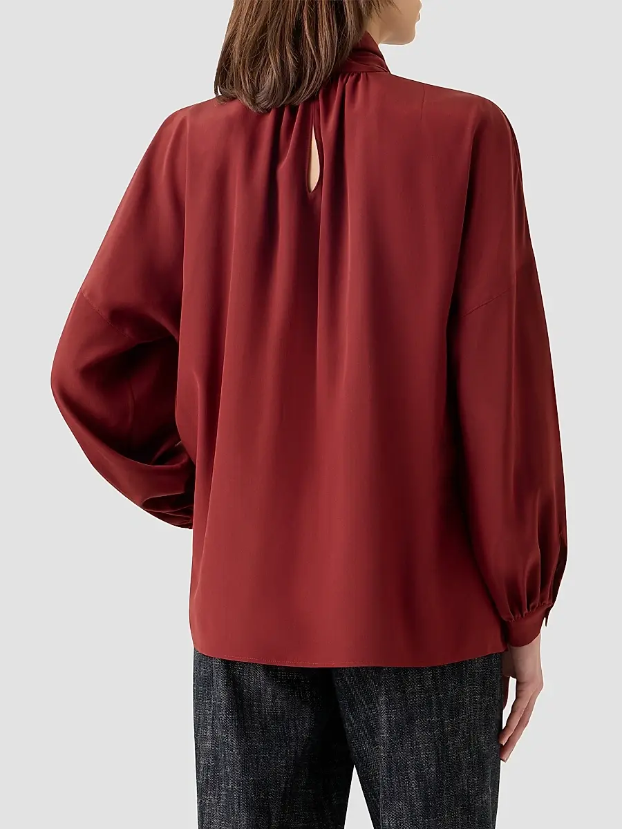 Akris punto Women's Silk Crepe de Chine Bow Blouse | Thumbnail 4