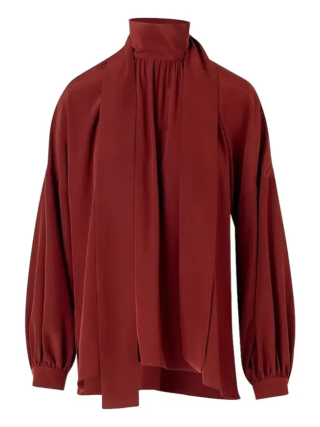 Women's Silk Crepe de Chine Bow Blouse Women's Silk Crepe de Chine Bow Blouse
