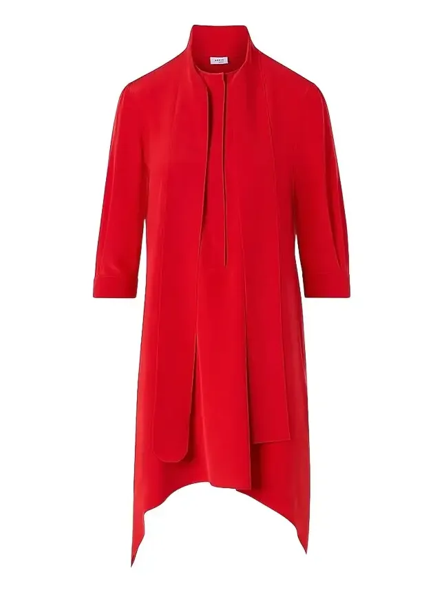 Women's High-Low Silk Crepe Tunic Blouse