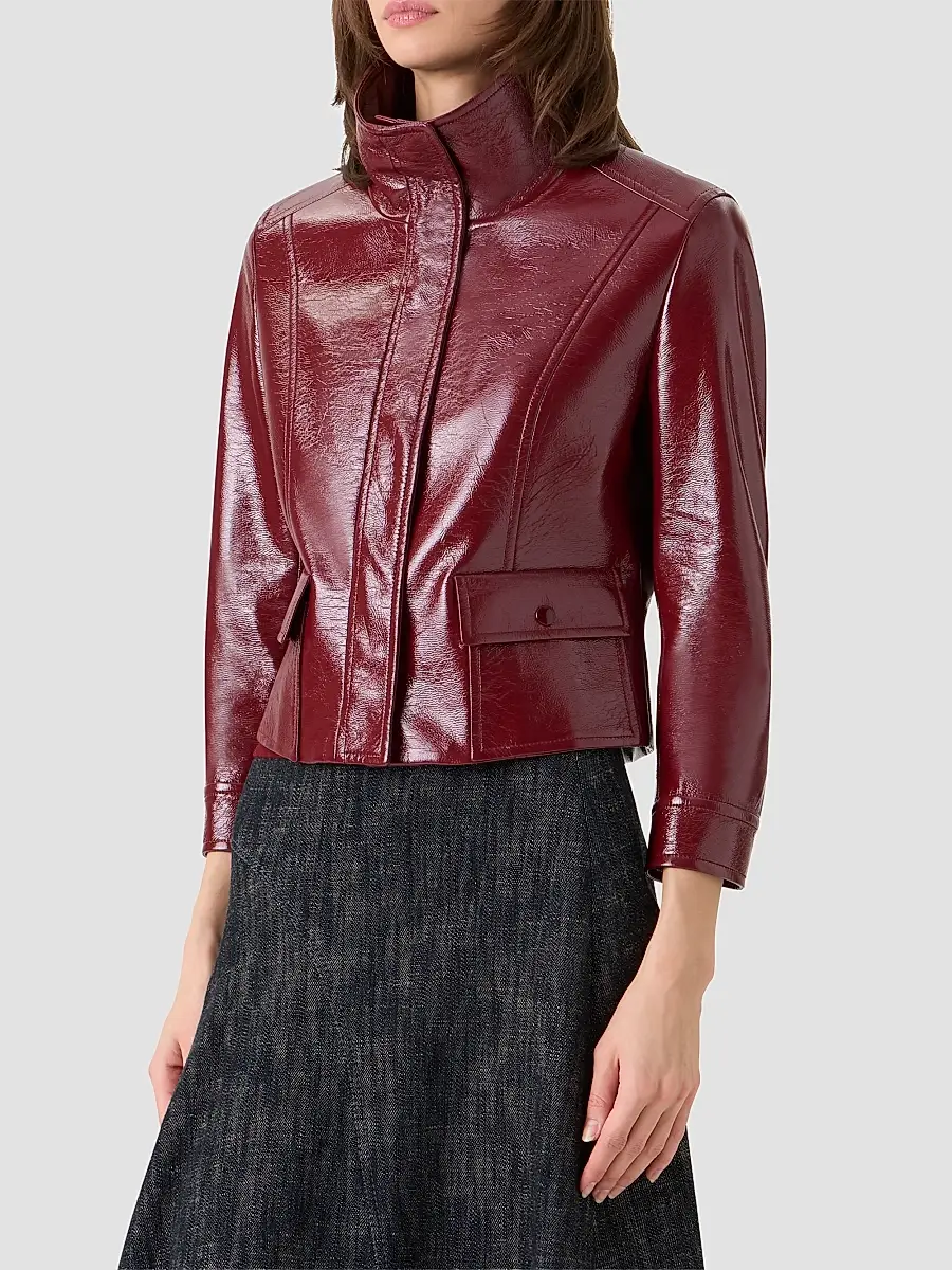 Akris punto Women's Crinkled Faux-Leather Jacket | Thumbnail 6