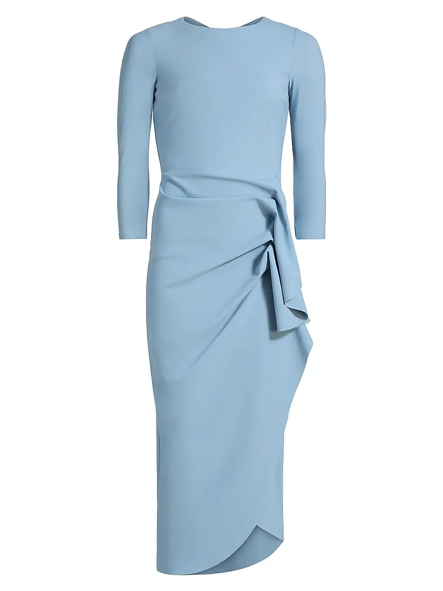 Chiara Boni La Petite Robe Women's Gathered Side Midi-Dress - Retro Blue | Image 1 Chiara Boni La Petite Robe Women's Gathered Side Midi-Dress - Retro Blue | Image 1