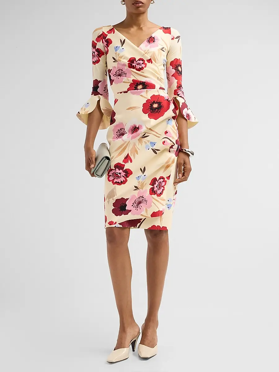 Chiara Boni La Petite Robe Women's Triana Floral Draped Midi Dress | Thumbnail 2 Chiara Boni La Petite Robe Women's Triana Floral Draped Midi Dress | Thumbnail 2