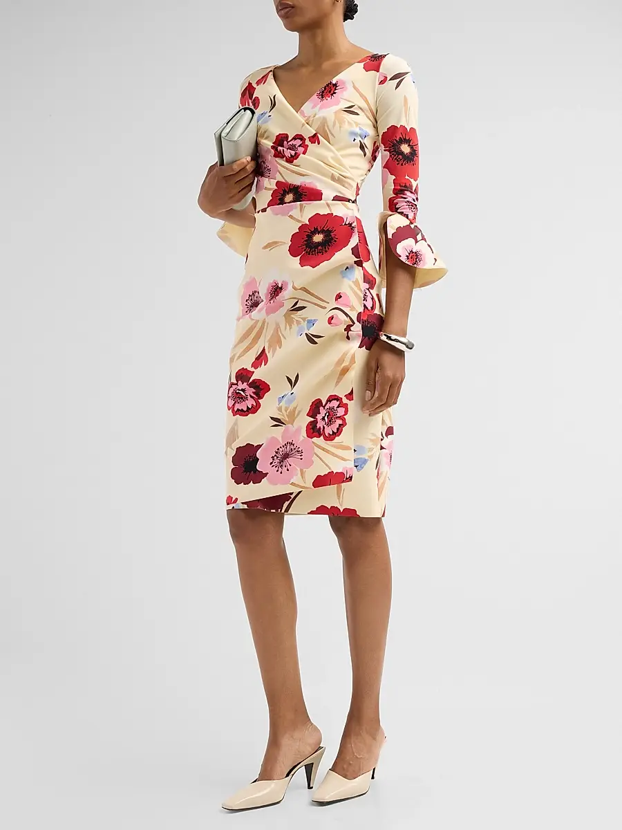 Chiara Boni La Petite Robe Women's Triana Floral Draped Midi Dress | Thumbnail 4 Chiara Boni La Petite Robe Women's Triana Floral Draped Midi Dress | Thumbnail 4