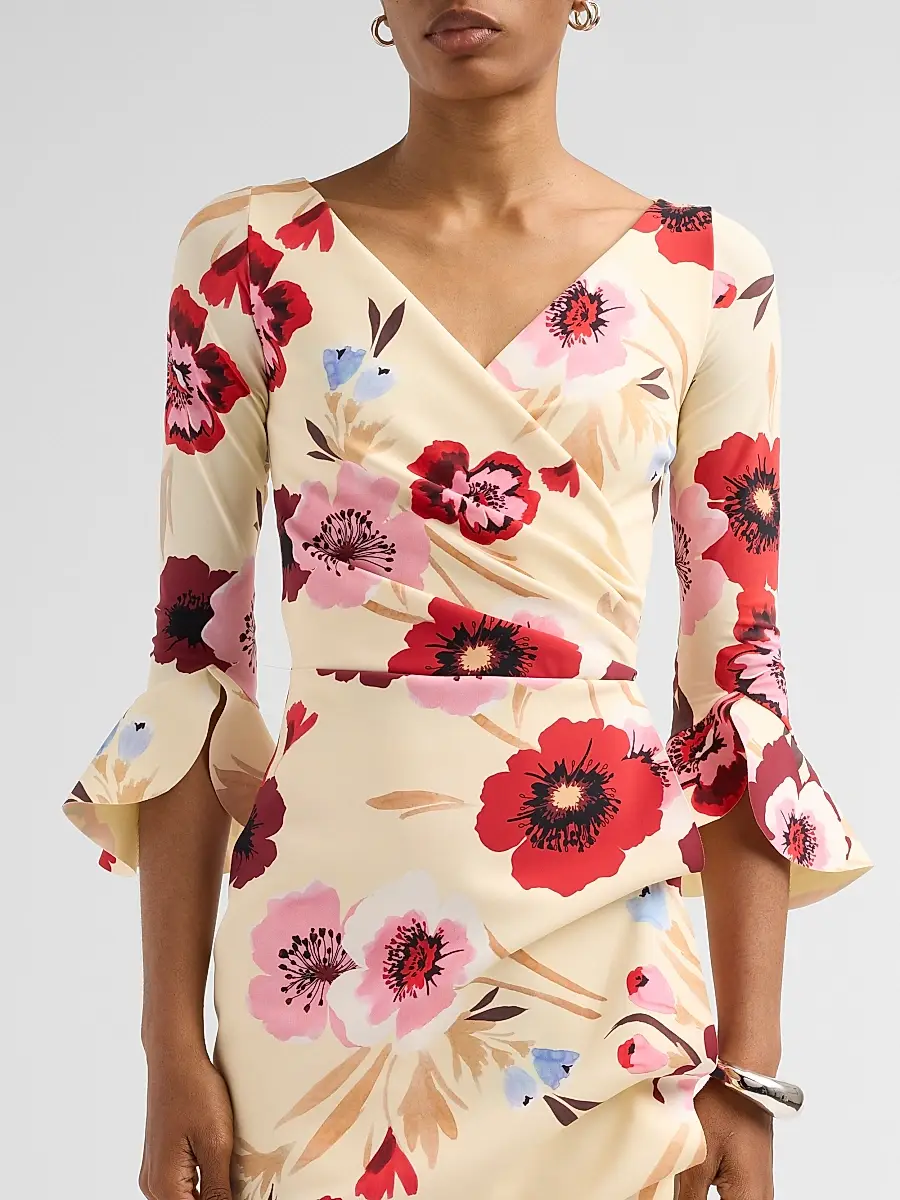 Chiara Boni La Petite Robe Women's Triana Floral Draped Midi Dress | Thumbnail 5 Chiara Boni La Petite Robe Women's Triana Floral Draped Midi Dress | Thumbnail 5
