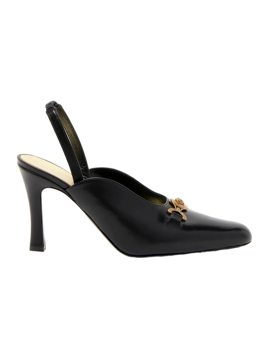 Women's 90MM Medusa-Detail Leather Slingback Pumps