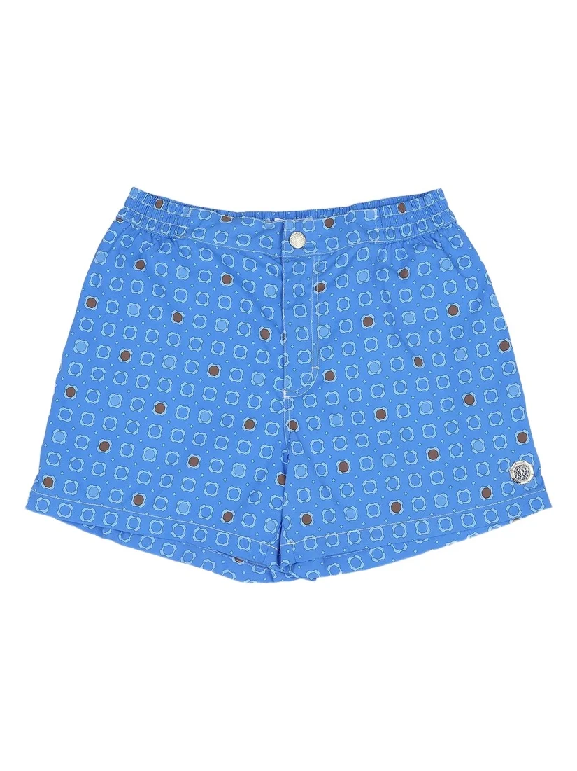 Men's Beach Shorts with Button and Zipper - Blue Men's Beach Shorts with Button and Zipper - Blue