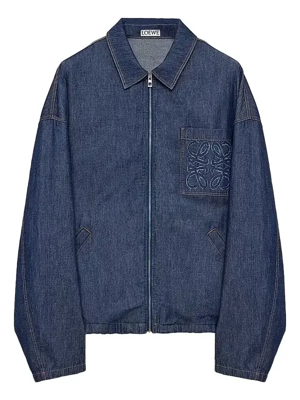 Loewe Men's Anagram Pocket Zip-Front Denim Jacket