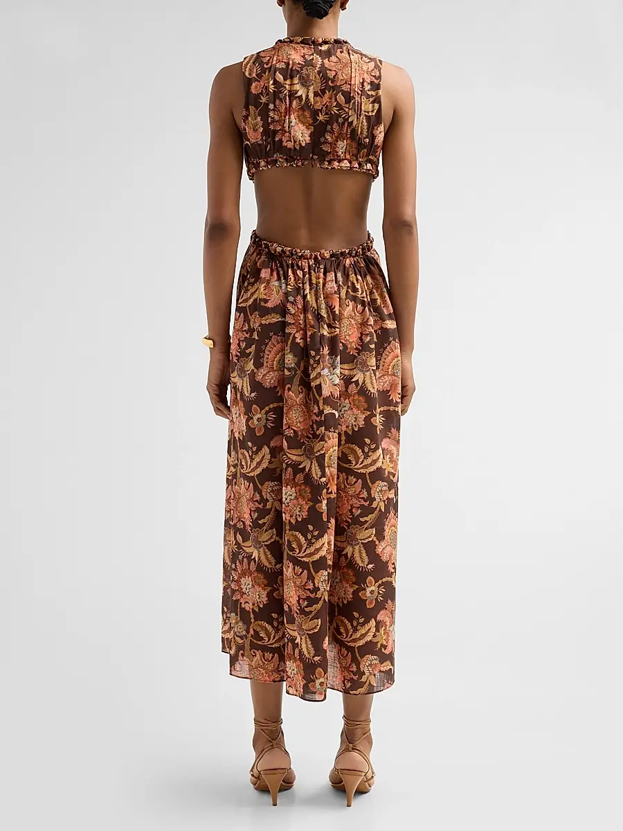 Zimmermann Women's Aster Floral Cut Out Midi Dress | Thumbnail 3 Zimmermann Women's Aster Floral Cut Out Midi Dress | Thumbnail 3