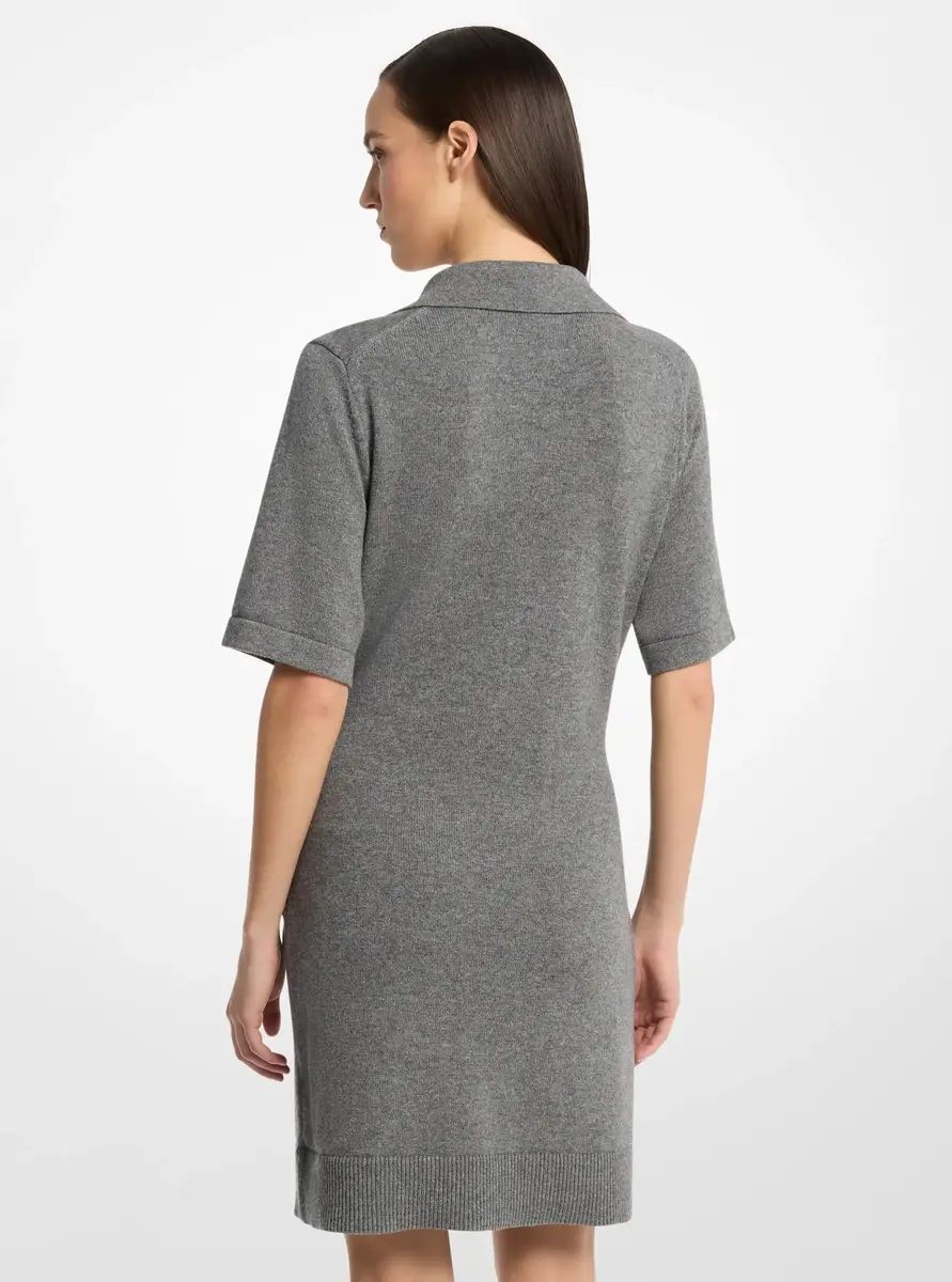 Michael Kors Collection Cashmere Tie-Front Polo Dress in Grey | Thumbnail 2 Michael Kors Collection Cashmere Tie-Front Polo Dress in Grey | Thumbnail 2