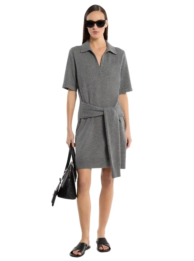 Michael Kors Collection Cashmere Tie-Front Polo Dress in | Image 1 Michael Kors Collection Cashmere Tie-Front Polo Dress in | Image 1