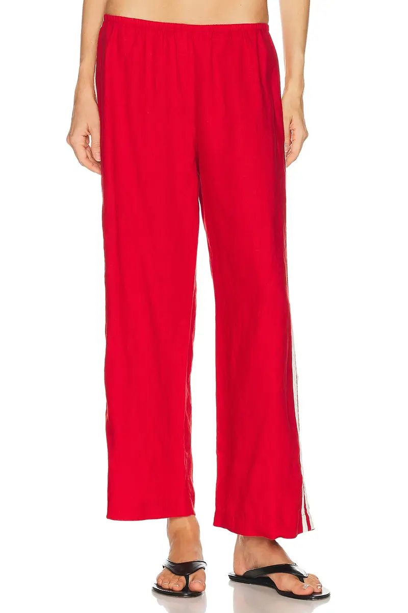 DONNI. The Linen Crop Racer Stripe Pant | Thumbnail 2