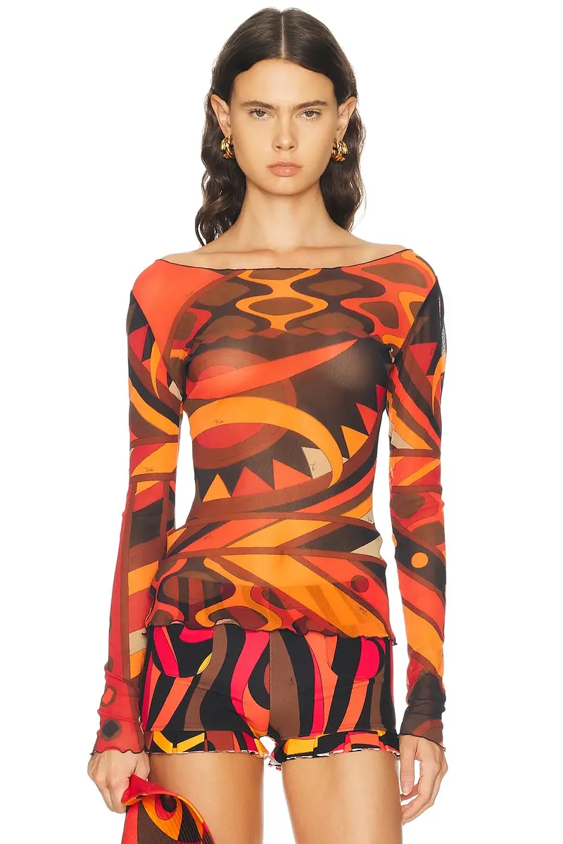 Pucci Tulle Long Sleeve Top | Image 1 Pucci Tulle Long Sleeve Top | Image 1