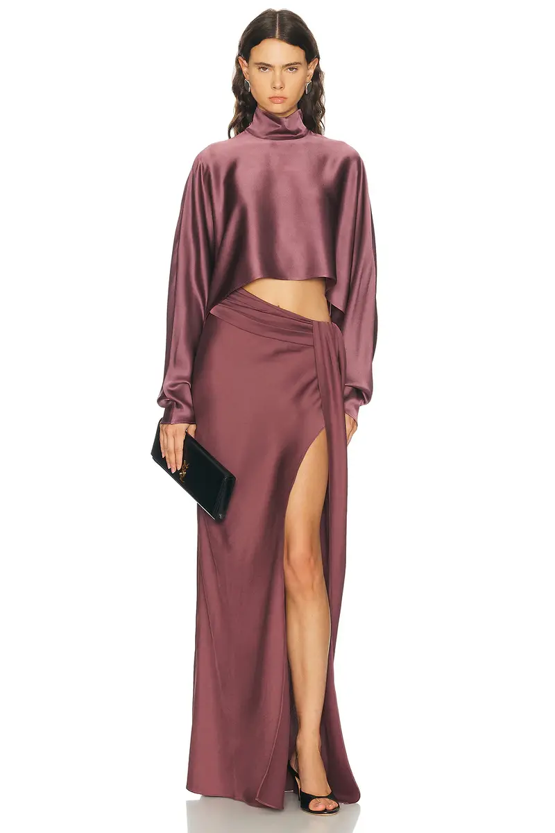 Lapointe Lightweight Satin Asymmetric Maxi Skirt | Thumbnail 6 Lapointe Lightweight Satin Asymmetric Maxi Skirt | Thumbnail 6