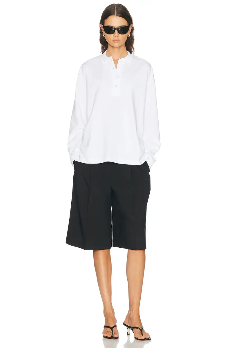 Sprwmn Long Sleeve Oversized Polo Tee | Thumbnail 4 Sprwmn Long Sleeve Oversized Polo Tee | Thumbnail 4