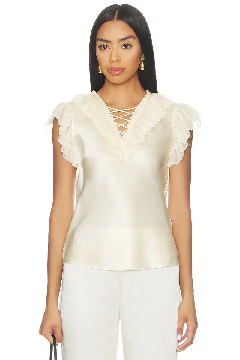 Ilyana Sleeveless Silk Top With Lace Up Ilyana Sleeveless Silk Top With Lace Up