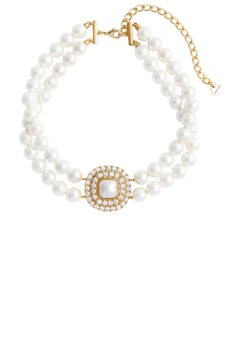Gold Crystal Pearl Choker
