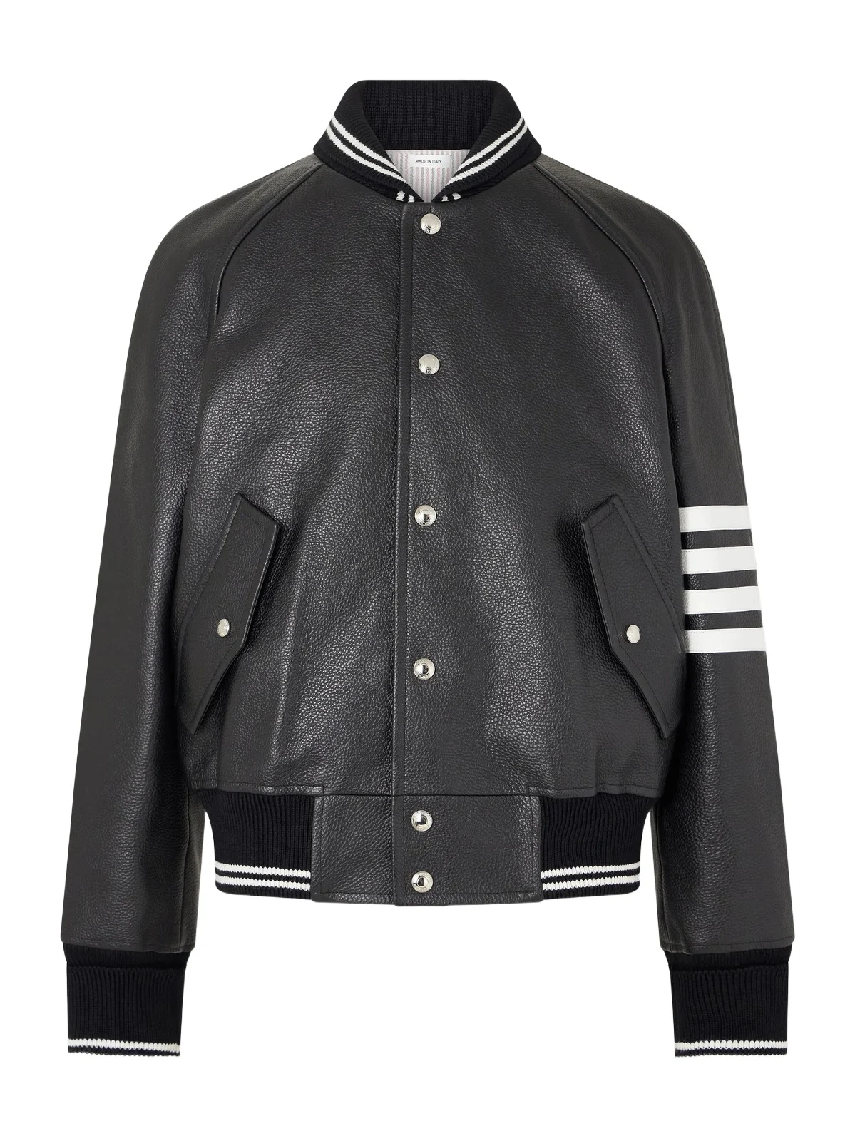 Thom Browne Oversized Striped Leather Bomber Jacket - Men