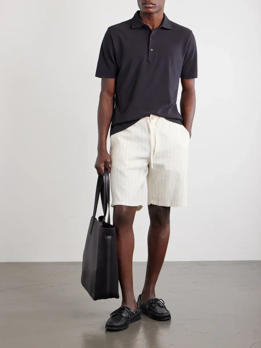 Frescobol Carioca Straight-Leg Striped Linen and Cotton-Blend Drawstring Shorts - Men | Thumbnail 2 Frescobol Carioca Straight-Leg Striped Linen and Cotton-Blend Drawstring Shorts - Men | Thumbnail 2