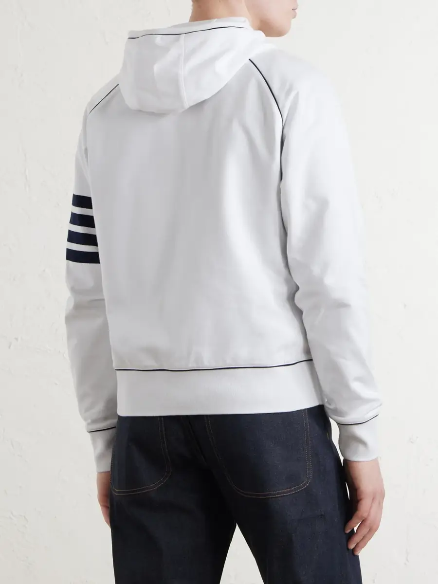 Thom Browne Striped Cotton-Jersey Zip-Up Hoodie - Men | Thumbnail 4 Thom Browne Striped Cotton-Jersey Zip-Up Hoodie - Men | Thumbnail 4