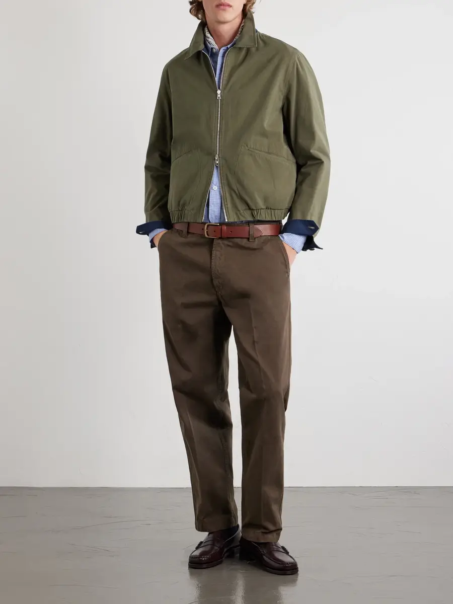 Drake's Straight-Leg Peached Cotton-Twill Trousers - Men | Thumbnail 2
