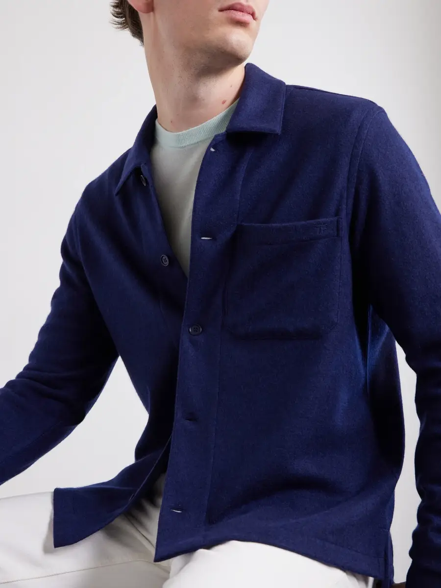 Tom Ford Logo-Embroidered Cashmere Shirt - Men | Thumbnail 5 Tom Ford Logo-Embroidered Cashmere Shirt - Men | Thumbnail 5
