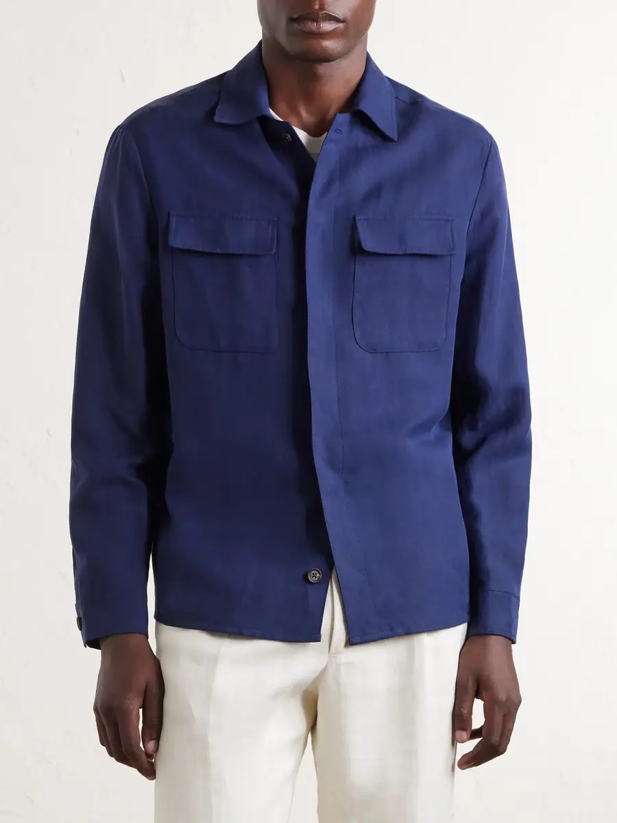 ELEVENTY Lyocell and Linen-Blend Shirt - Men | Thumbnail 3