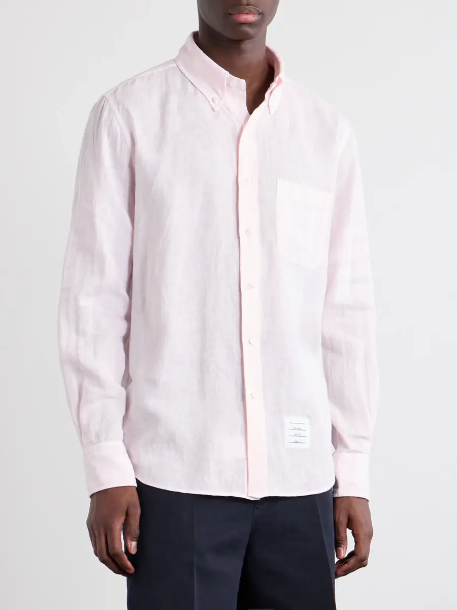 Thom Browne Button-Down Collar Garment-Dyed Linen Shirt - Men | Thumbnail 3 Thom Browne Button-Down Collar Garment-Dyed Linen Shirt - Men | Thumbnail 3