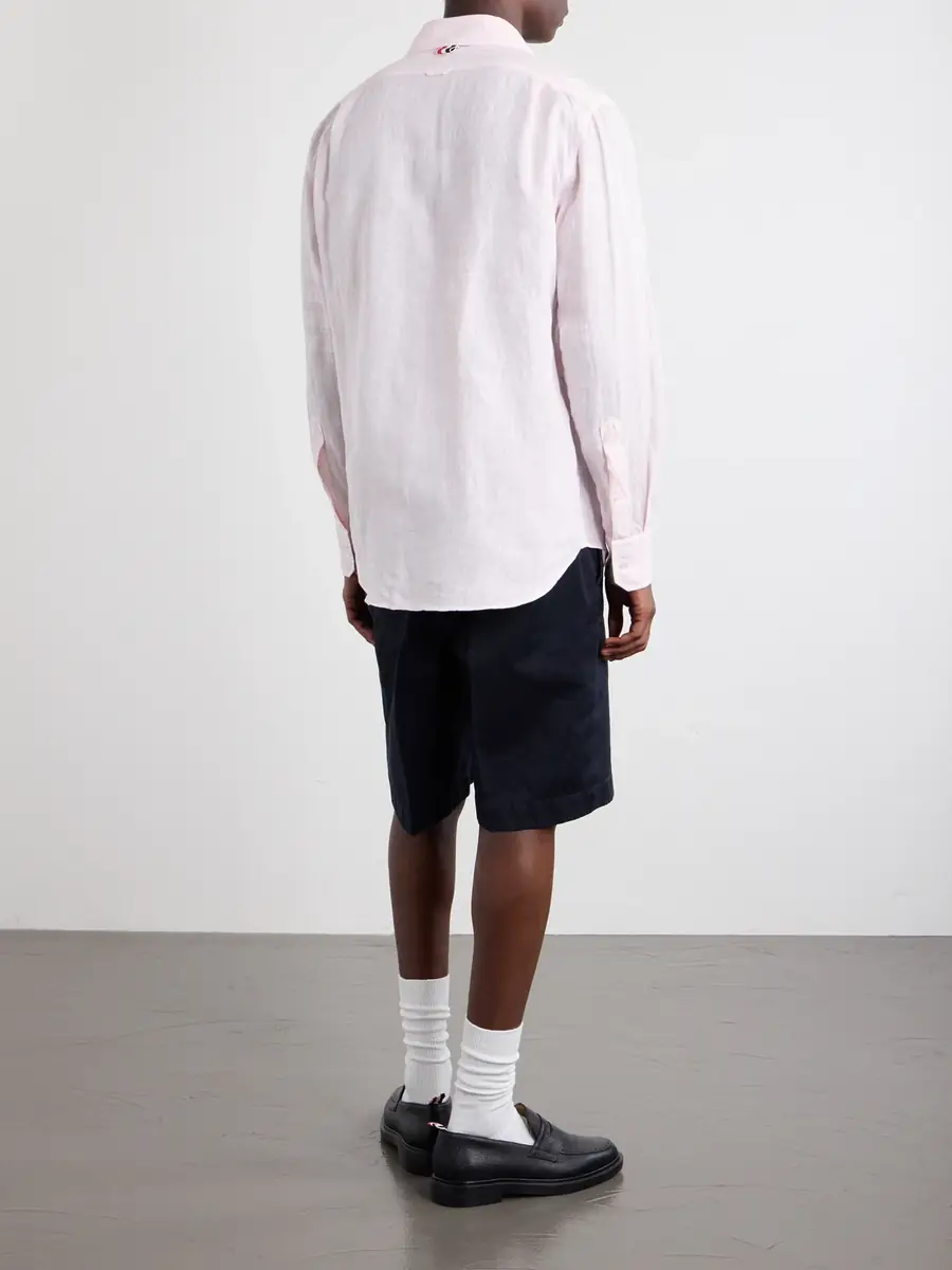 Thom Browne Button-Down Collar Garment-Dyed Linen Shirt - Men | Thumbnail 4 Thom Browne Button-Down Collar Garment-Dyed Linen Shirt - Men | Thumbnail 4