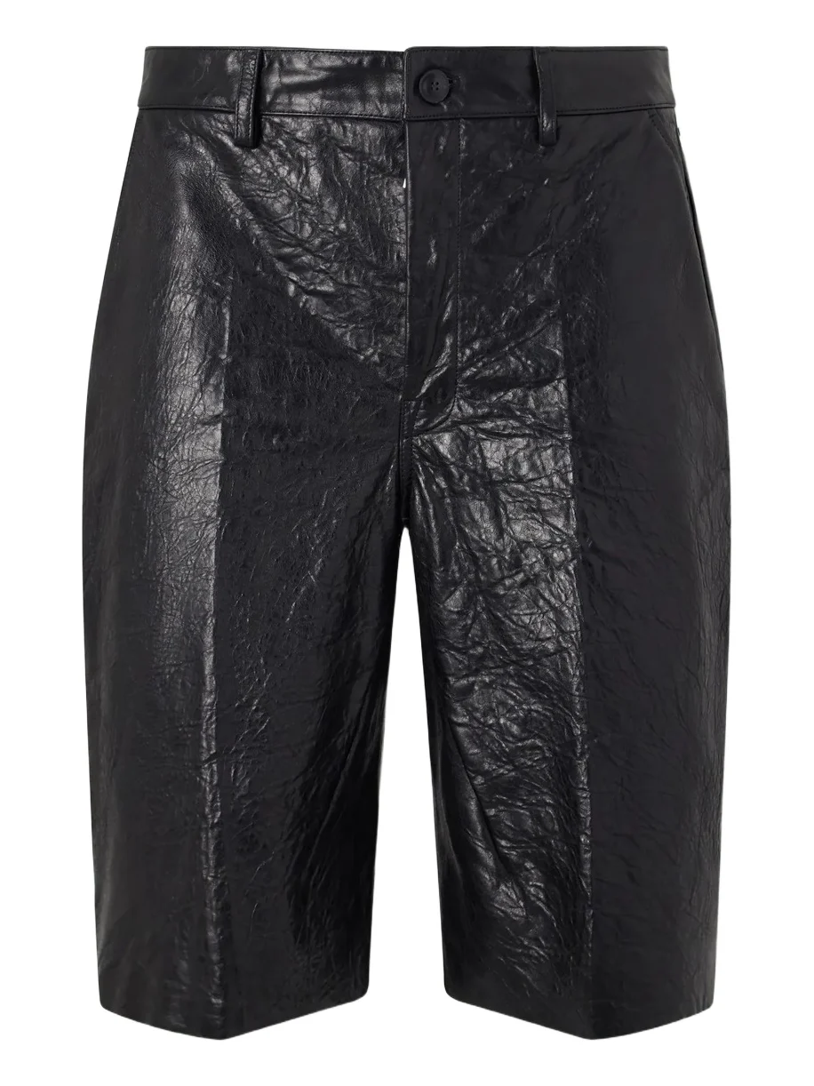 Rick Owens Straight-Leg Full-Grain Leather Shorts - Men