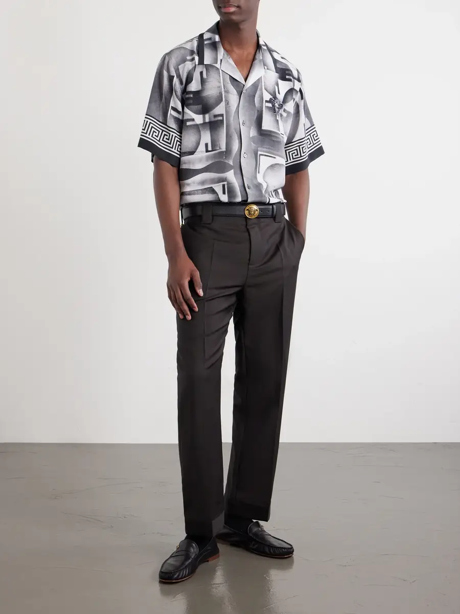 Versace Camp-Collar Printed Silk-Crepe De Chine Shirt - Men | Thumbnail 2 Versace Camp-Collar Printed Silk-Crepe De Chine Shirt - Men | Thumbnail 2