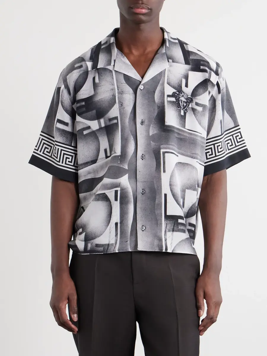Versace Camp-Collar Printed Silk-Crepe De Chine Shirt - Men | Thumbnail 3 Versace Camp-Collar Printed Silk-Crepe De Chine Shirt - Men | Thumbnail 3