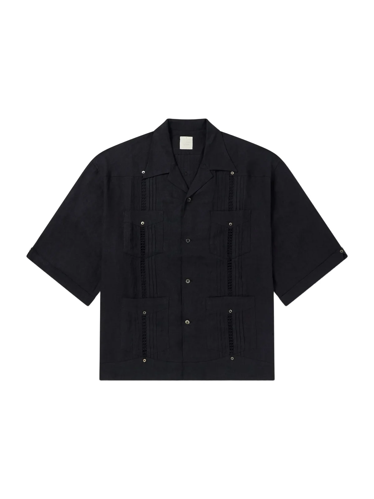 Camp-Collar Pleated Linen Shirt - Men Camp-Collar Pleated Linen Shirt - Men