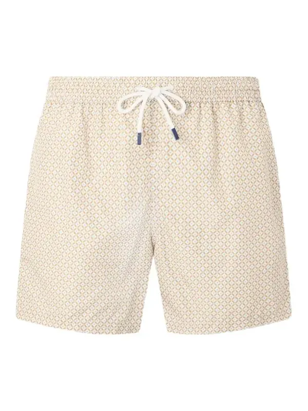 FEDELI Madeira Straight-Leg Mid-Length Printed Swim Shorts - Men