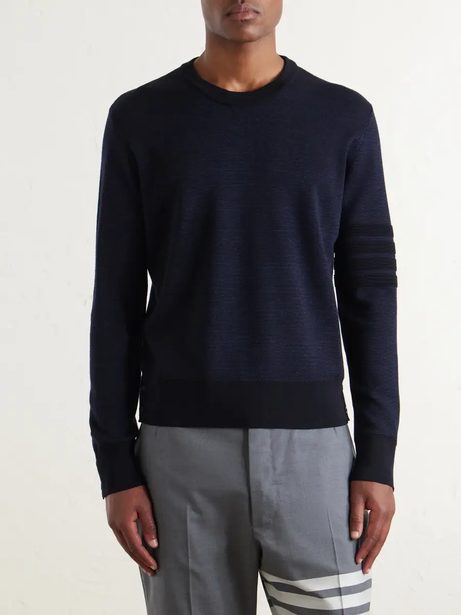 Thom Browne Milano Stitch Wool, Linen and Cotton-Blend Sweater - Men | Thumbnail 3 Thom Browne Milano Stitch Wool, Linen and Cotton-Blend Sweater - Men | Thumbnail 3