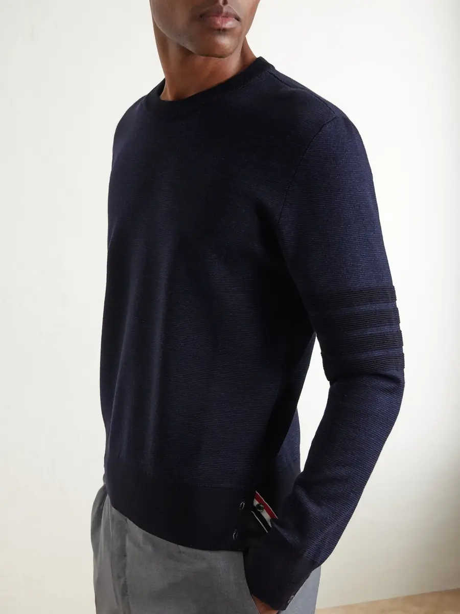 Thom Browne Milano Stitch Wool, Linen and Cotton-Blend Sweater - Men | Thumbnail 5 Thom Browne Milano Stitch Wool, Linen and Cotton-Blend Sweater - Men | Thumbnail 5