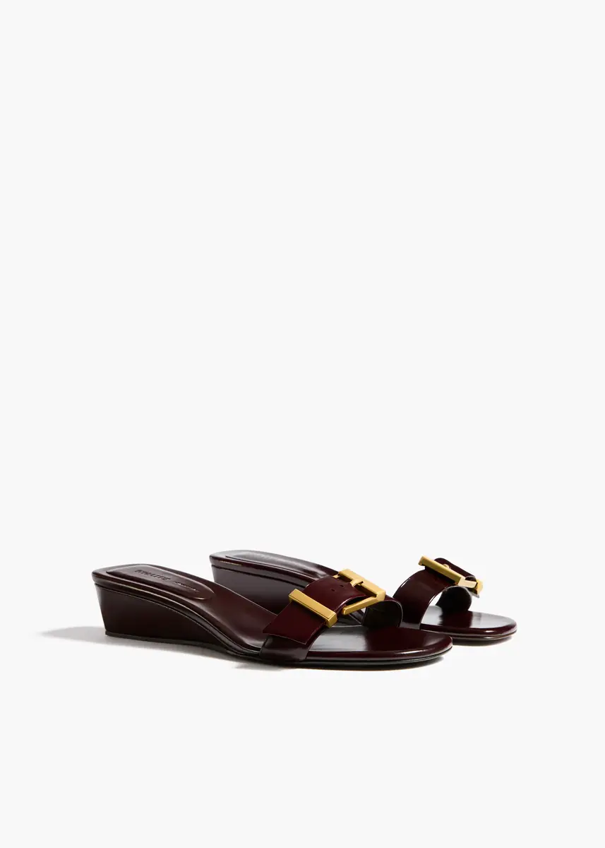 Khaite Manhattan Sandal In Bordeaux Glazed Leather | Thumbnail 2 Khaite Manhattan Sandal In Bordeaux Glazed Leather | Thumbnail 2