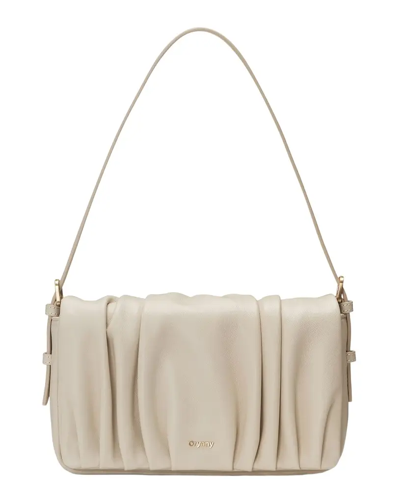 Oryany Bell Flap Ruched Leather Shoulder Bag