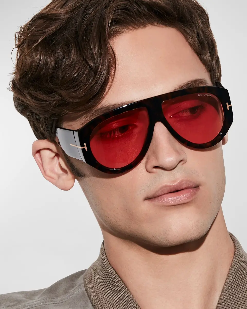 Tom Ford Men's Bronson T-Logo Shield Sunglasses | Thumbnail 4 Tom Ford Men's Bronson T-Logo Shield Sunglasses | Thumbnail 4