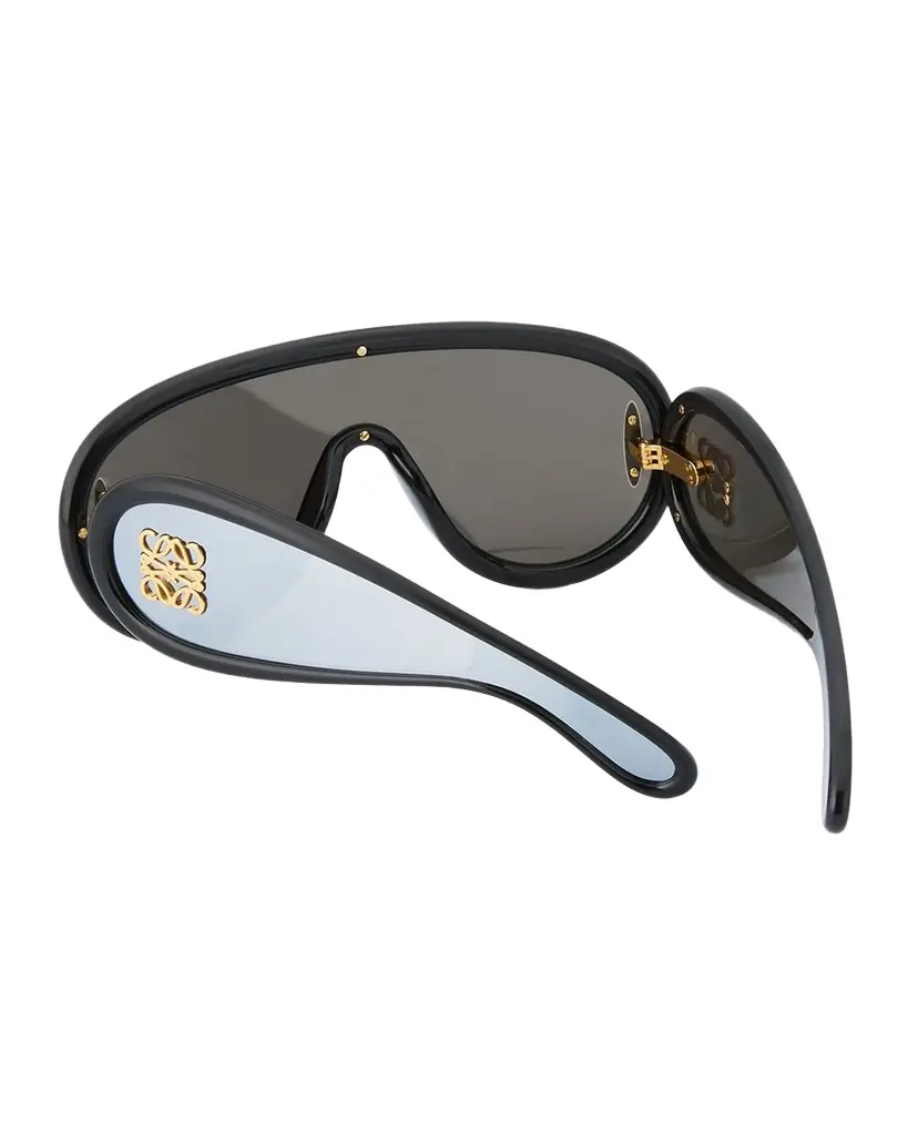 Loewe Men's Wave Acetate Anagram-Temple Mask Sunglasses