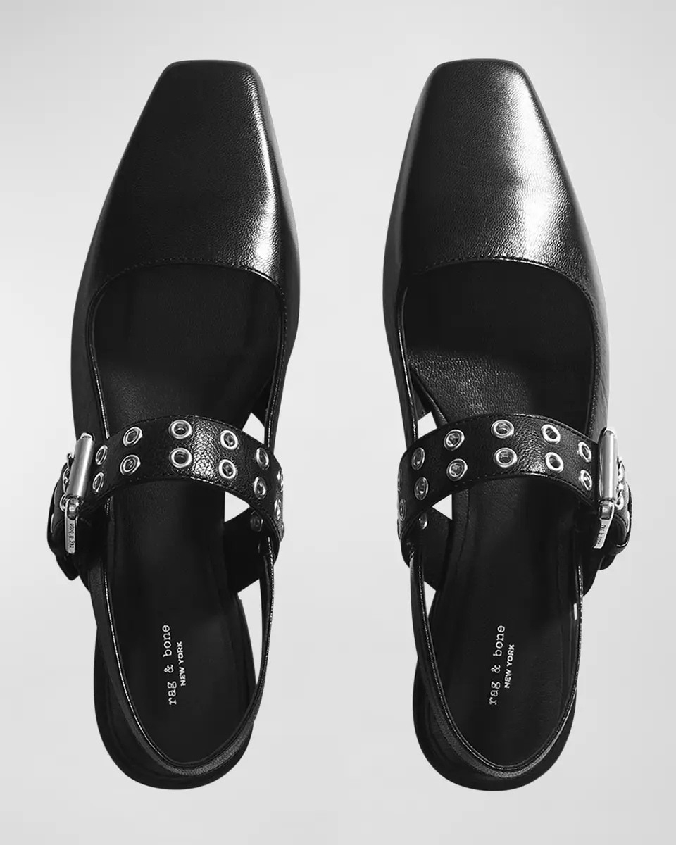 rag & bone Astra Leather Buckle Slingback Ballerina Flats | Thumbnail 4
