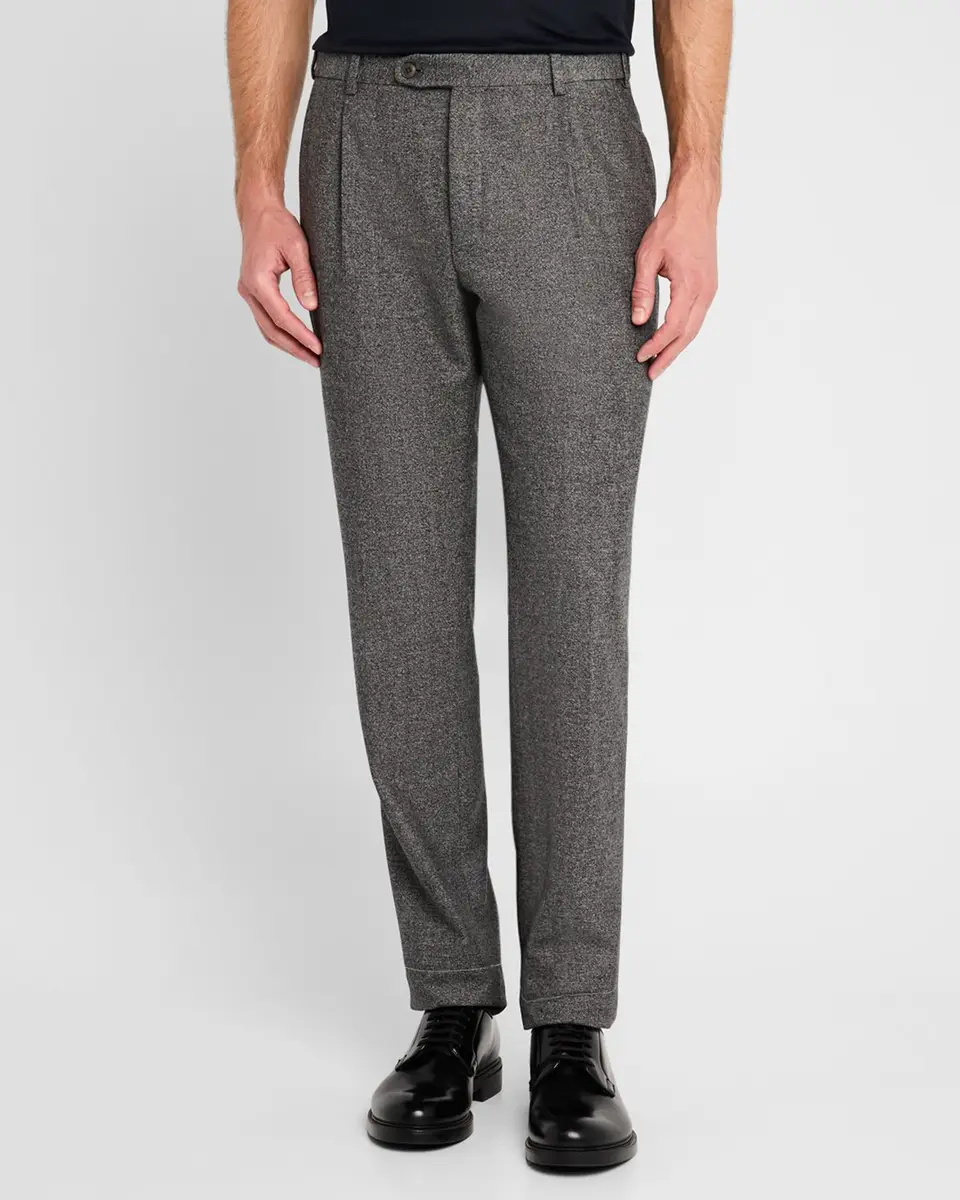Brioni Men's Wool Flannel Trousers | Thumbnail 4