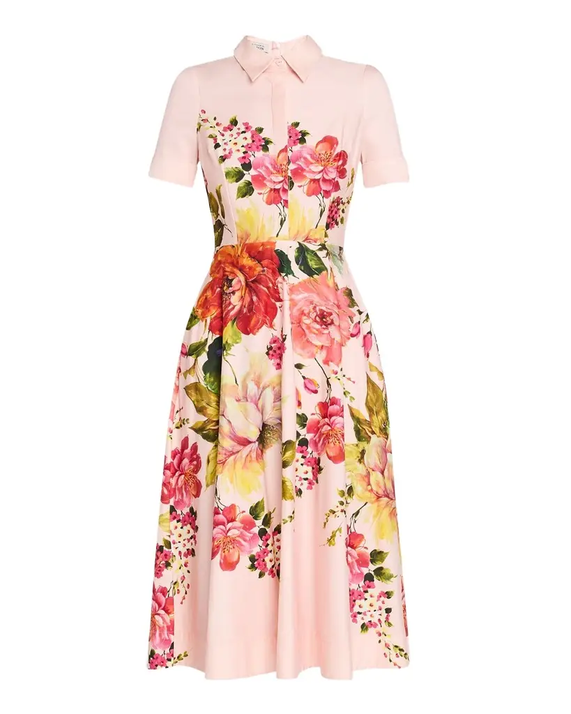 Rickie Freeman for Teri Jon Floral-Print Fit-&-Flare Shirtdress | Image 1 Rickie Freeman for Teri Jon Floral-Print Fit-&-Flare Shirtdress | Image 1