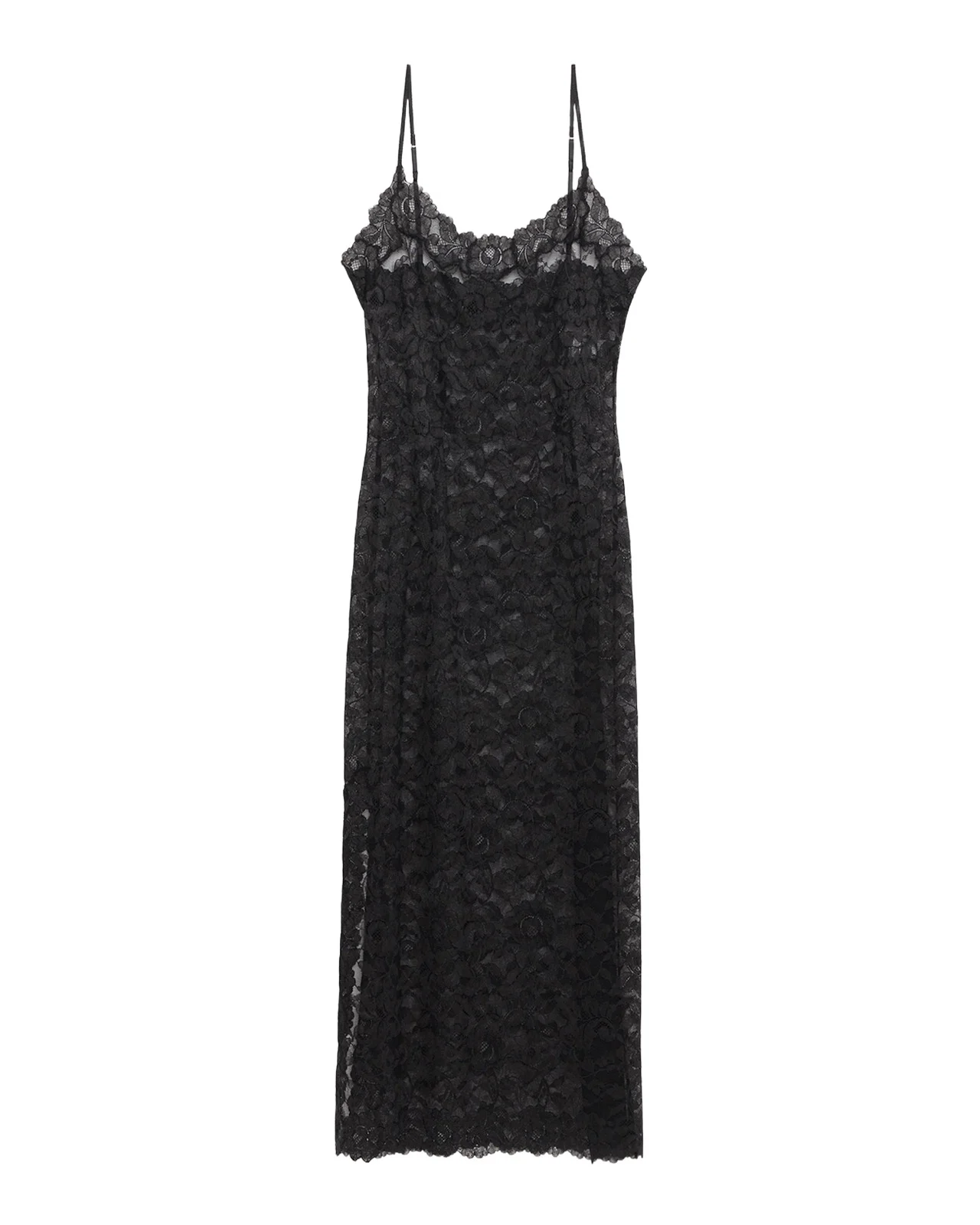Natori Peony Side-Slit Floral Lace Nightgown